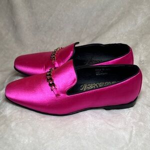After Midnight Formal Mens Pink Slip On Loafers with Gold Chain Size 8